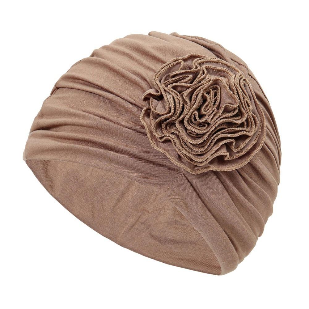 Einfache doppellagige Kopftuchmütze Faltbar Bequeme Stoffe Chemotherapie Kopfbedeckung Mütze Elastizität 3D Blumen Stirnbandmütze Für Frauen
