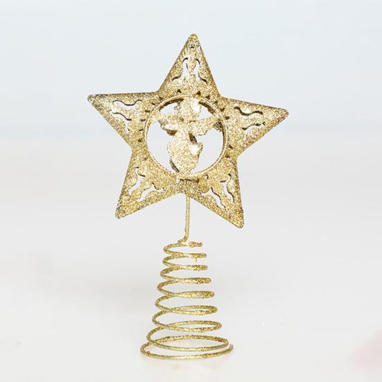 Christmas Decoration Anti-deform Five-pointed Star/Elk Glittering Christmas-Element Home Decor Decoration Accessory Christmas Tree Top Star for Party
