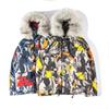 Daunenjacke in Übergröße, großer Pelzkragen, Kapuzenmantel, warme Daunenjacke für Herren, verdickter warmer Wintermantel, Camouflage-Kleidung