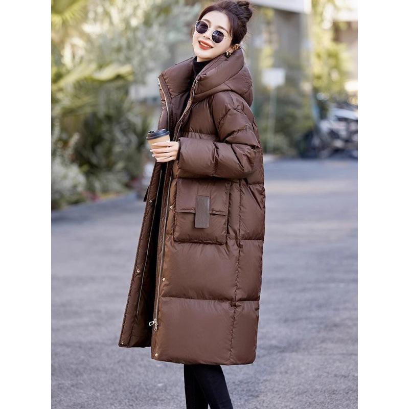 Mid To Long Jacket Knee Length Winter Item Thickened Warm Fashionable Loose Versatile Jacket Women's Solid Color