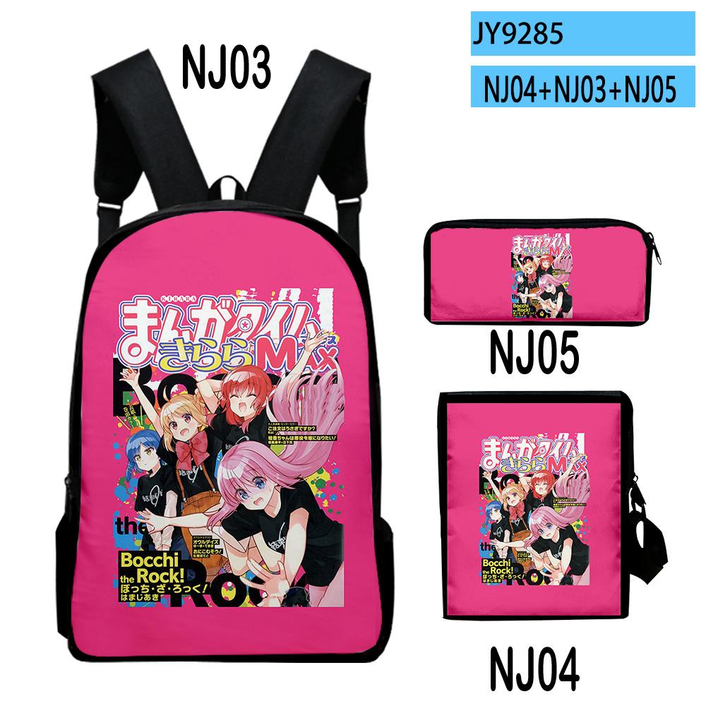 Klassieke Bocchi the Rock Anime 3D Print 3 stuks/Set leerling Schooltassen Laptop Dagrugzak Rugzak Schuin gedragen schoudertas Etui