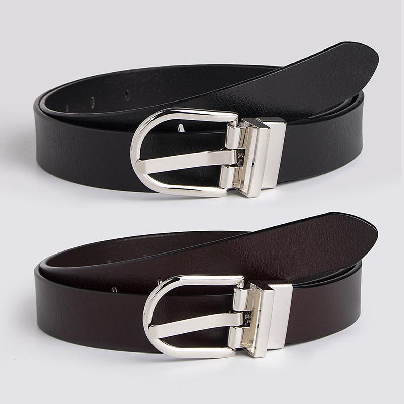 Womens Leather Waist Belt With Geometric Design And Metal Pin Buckle For Professional Attire