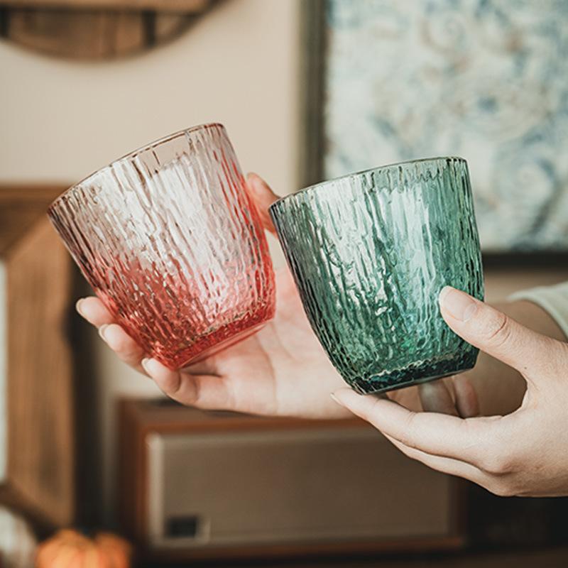 Light Luxury Cup Bingchuan Pattern Glass Water Cup Household Color Transparent Cup Simple Beer Cup Juice Cup