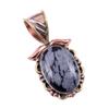 Natural Snowflake Obsidian Gemstone 925 Solid Silver Two Tone Pendant 1.25" I0d84