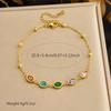 Gold Plated Stainless Steel Colorful Crystal Butterfly Charm Anklet for Women