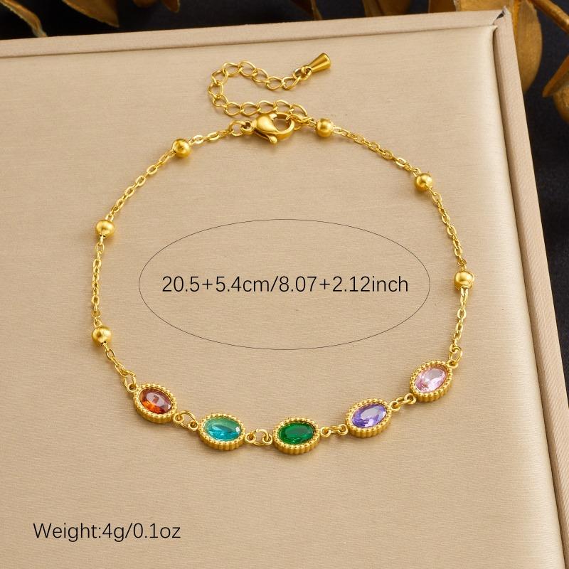 Gold Plated Stainless Steel Colorful Crystal Butterfly Charm Anklet for Women