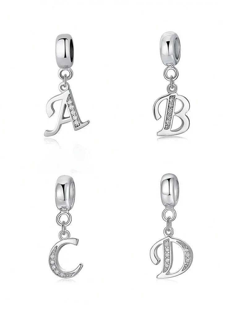 Copper Fashionable 26 Letters Of Charm Bead For Women Fit Bracelets Diy Making Anniversary Gift Fine Ladies Jewelry