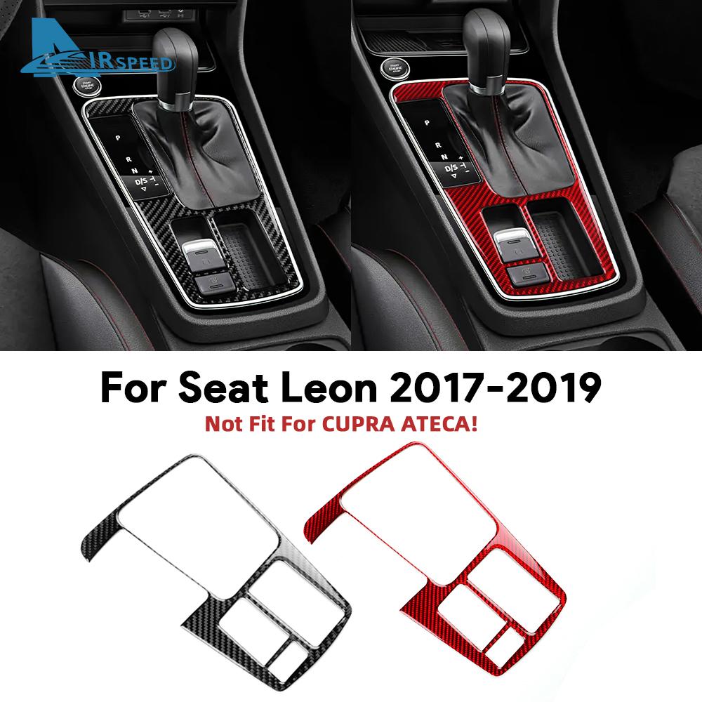 For Seat Leon 2017 2018 2019 LHD RHD Real Soft Carbon Fiber Sticker Gear Shift Inner Frame Panel Trim Interior Accessory