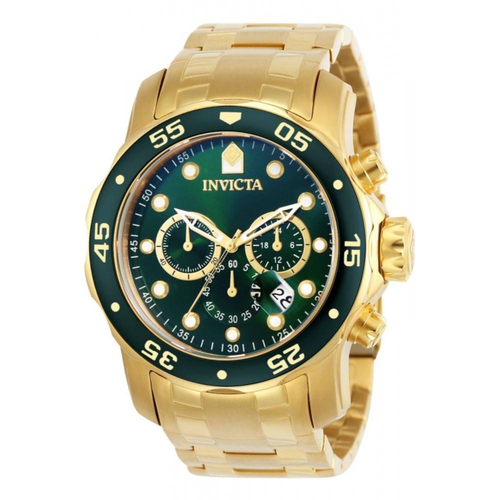 

[Invicta] Часы Pro Diver Quartz 48 мм Корпус Золотой Ремешок Из Нержавеющей Стали Зеленый Циферблат 75 Мужские