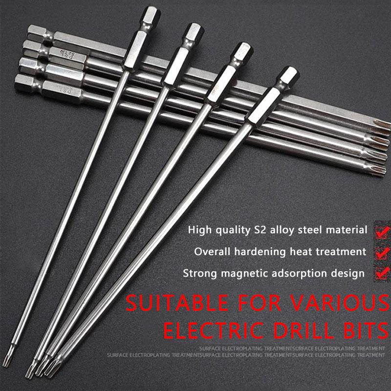 6/10Pcs 150mm Long Magnetic Torx Screwdriver Bits Set Electric Screwdriver Head T10,T15,T20,T25,T30,T35,T40