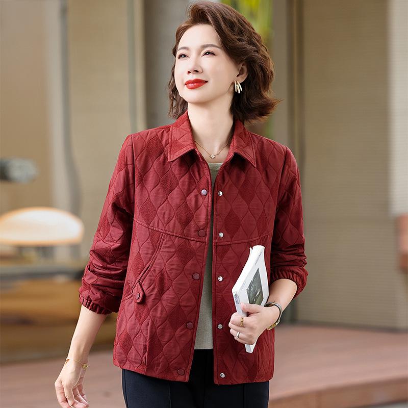 New Autumn/Winter Plus Size Lapel Jacket for Middle-Aged & Elderly Women - Casual Fashion