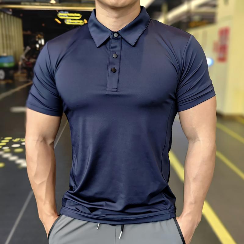 T-shirt da Corsa Sottile a Maniche Corte ad Asciugatura Rapida in Seta di Ghiaccio da Uomo, T-shirt da Fitness Larga con Scollo a Revers, Maglia da Calcio Basket, Abbigliamento Sportivo