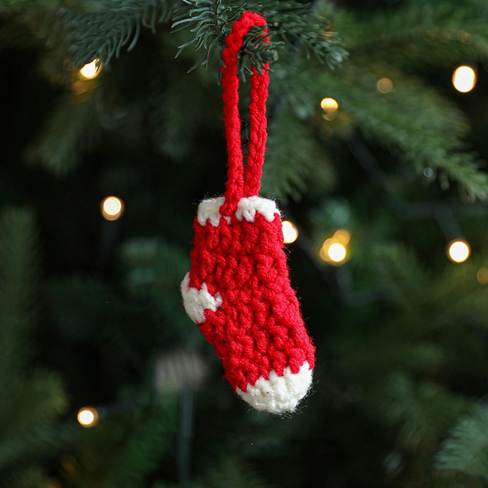 Soft Woven Christmas Tree Pendant Cute Christmas Woolen Socks Ornaments  Home Xmas Decor