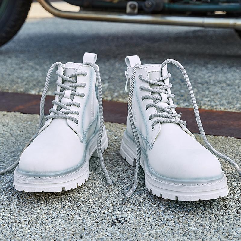 Hot-Selling Mens Motorcycle Boots Outdoor Male Ankle Boots Lace-Up Leather High Top Shoes All-Match Travel Walking Shoes Botas