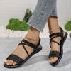 Women's Sandals Summer Korean Version Net Red Wear Fashion Versatile Woven Flat Fairy Roman Sandals