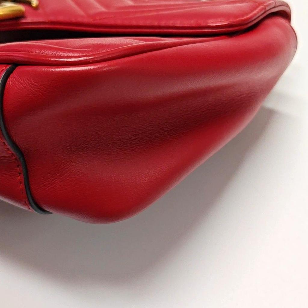 [Pre-Owned] Gucci GG Marmont Small Matelassé Shoulder Bag 'Red' - Good #MA4NP8