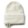 OTHER-worldly drop White Flower Beads Beanie [Angora Ivory]
