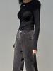 Memua Label Up Ribbed Slim T-Shirt (Black)