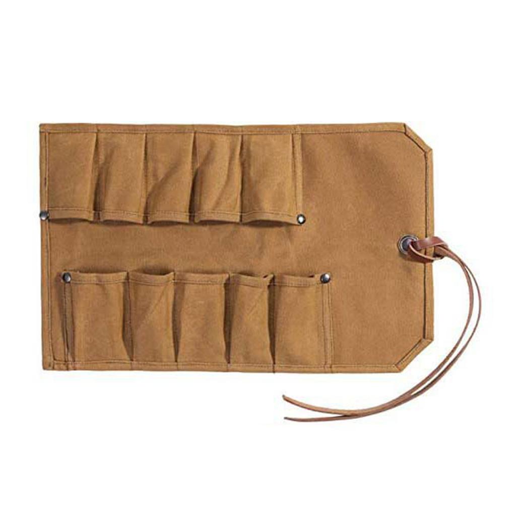Tool Roll Heavy Duty Waxed Canvas Small Tool Bag Tool Pouch for Chisels Hammer Gouges Pocket Storage Bag Tool Accessory