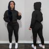 Einfarbiges Hoodie-Trainingsanzug-Set Damen Langarm Kapuzenoberteil Kordelzug Jogginghose Täglich Lounge Straße Lässig Sportbekleidung