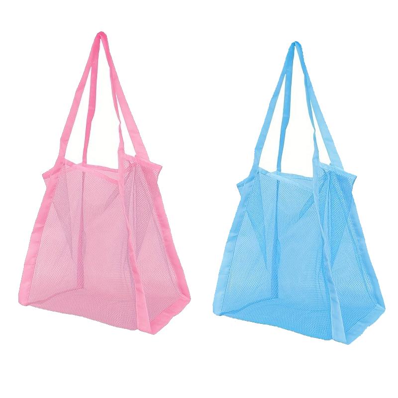 Multicolor Swimming Large Mesh Beach Bag, Sand-Away Portable Tote, Breathable Foldable Storage For Toys Outdoor Mesh Handbag