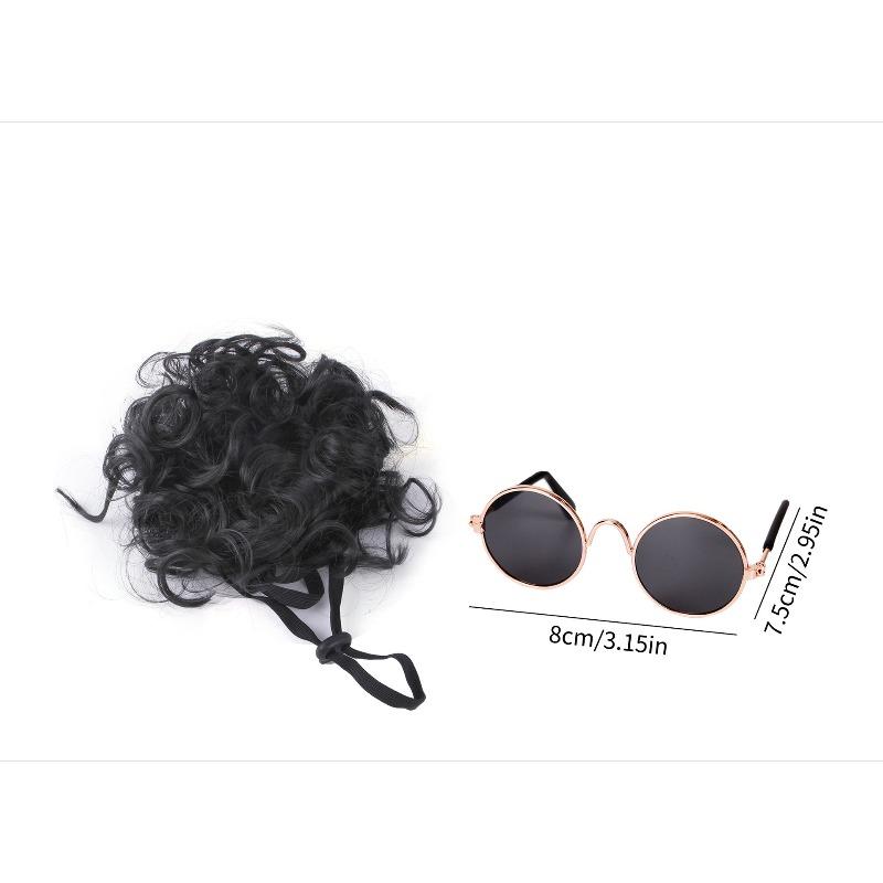 

Pet Products Popular Pet Accessories Pet Glasses Wig Set Cat Dog Funny Pet Accessories As shown in the picture
