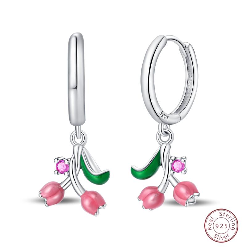 Sweet 925 Silver Ladybug Butterfly Dragonfly Iris Flower Design Earrings Fit Wedding Parties Exquisite Jewelry