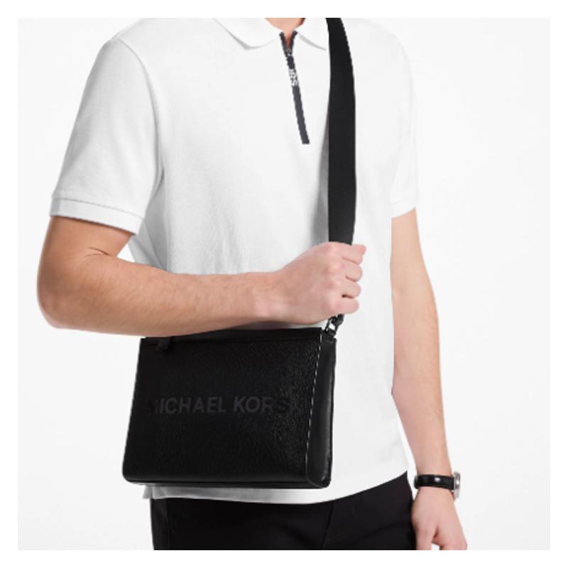 Michael Kors COOPER Casual Logo Printed Cow Leather and Artificial Leather Crossbody Bag Regular Men's Black