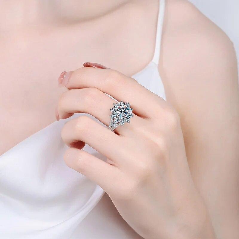 Inel de lux Moissanite 3ct pentru femei Inel de logodnă 100% S925 argint sterling placat cu platină Bandă de promisiune de nuntă GRA