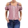 Traditional Women's Casual Short-Sleeve Plaid Shirt Beer Festival