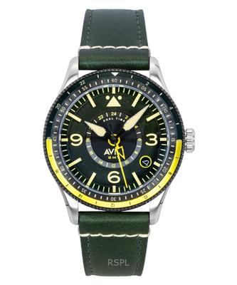 Flyboy Airmaster GMT Fuselage Green Lederarmband Grünes Zifferblatt Automatik AV-4128-03 Herrenuhr