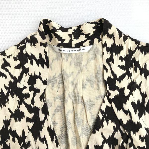 Diane von Furstenberg 100% Silk Sleeveless Knee-Length Wrap Dress 2 M Brown Beige cBH613(USED)