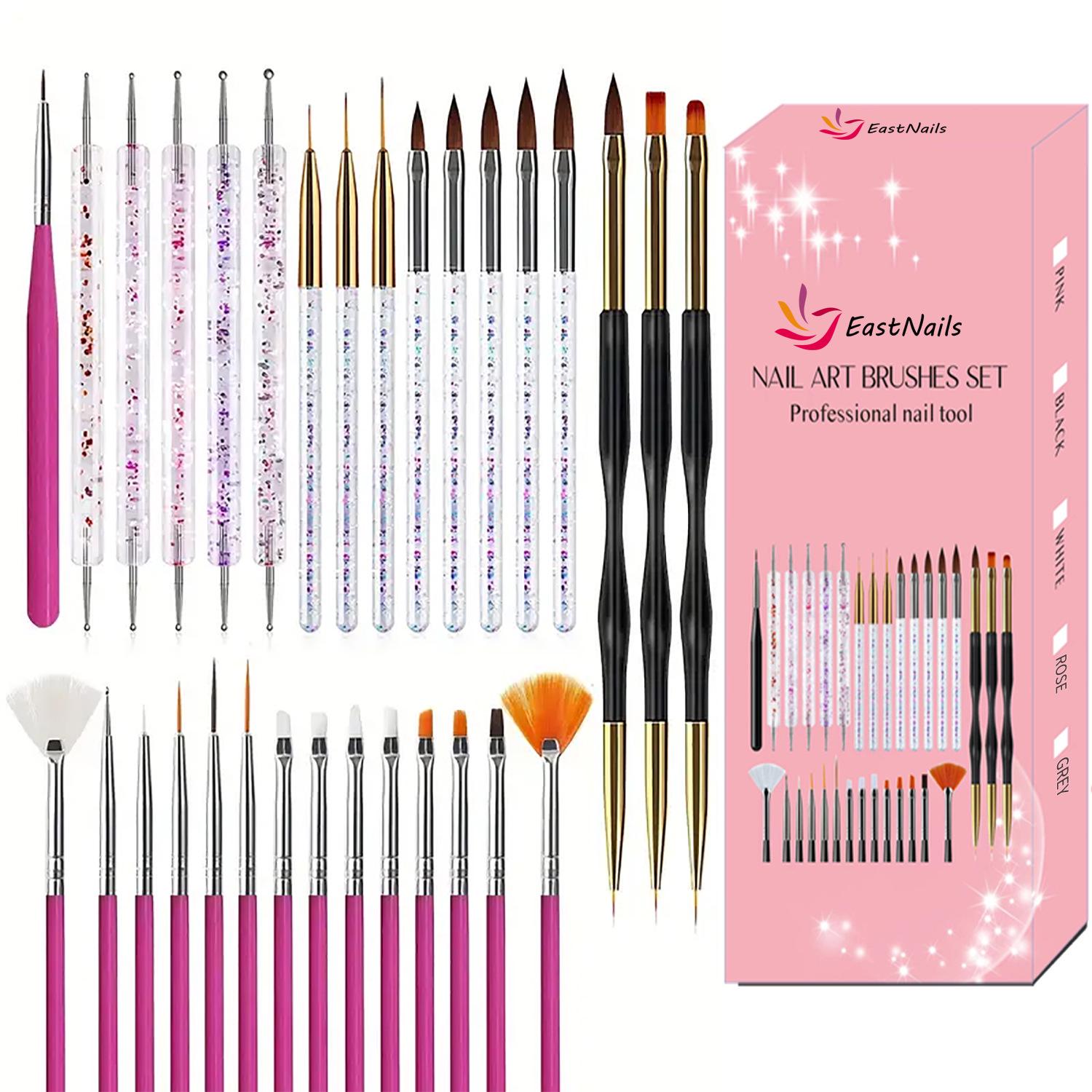 

31-Piece Cross-border Double-ended Nail Art Brush Set: Gel, Dotting, Liner, and Painting Tools розы красного