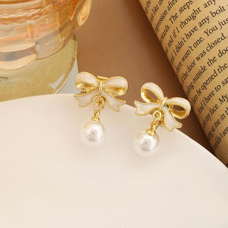 Exquisite Bowknot Drop Earrings Accessory Unique Ear Pendant Delicate Bowknot Ear Hooks Adornment for Daily Wear Dates