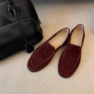 Grape Mother Autumn and Winter New Models Are Very Easy To Wear~ Round Pointed Sheep Flat Bottom One Pedal Lazy Loafer Single Shoe Women
