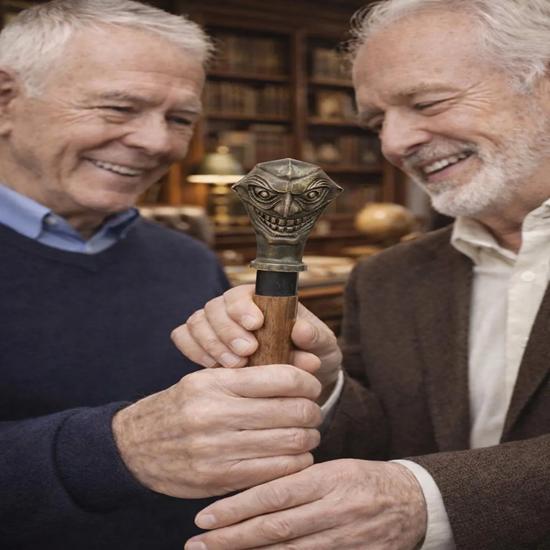 Victorian Joker Handle Walking Cane Antique Style Wooden Stick Collector Gift