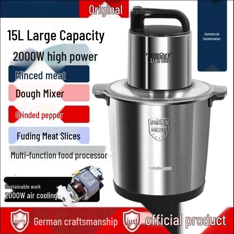 High-Power Multi-Functional Meat Grinder & Food Processor for Dough, Chili, Garlic, and Ginger