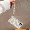 Clear Floral Leaf Chain Strap 3D Wave Case For IPhone 17 16 15 14 13 12 11 Pro Max 17 Pro 17 Air 16e 16 Plus 13 Mini Soft Cover