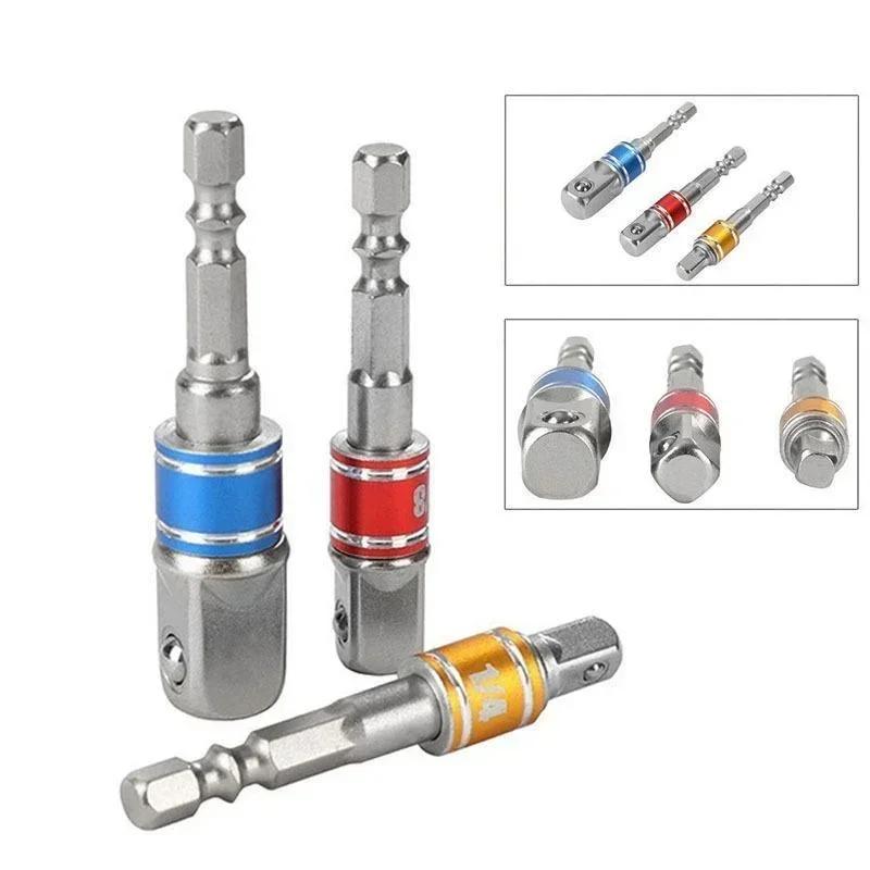 1 Pcs Drill Socket Adapter Impact Drill Extension Drill Bits Bar Socket Adapter 1/4 3/8 1/2 Size Hex Shank Square Head Drill Bit