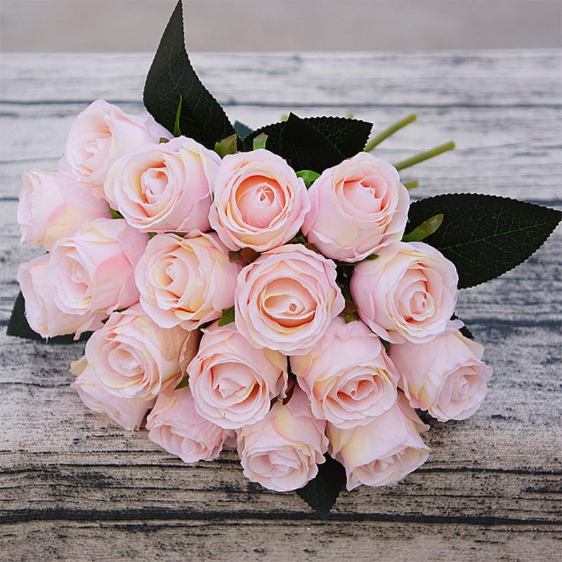 18Pcs Artificial Rose Flowers Bouquet Wedding Decor Photography Props