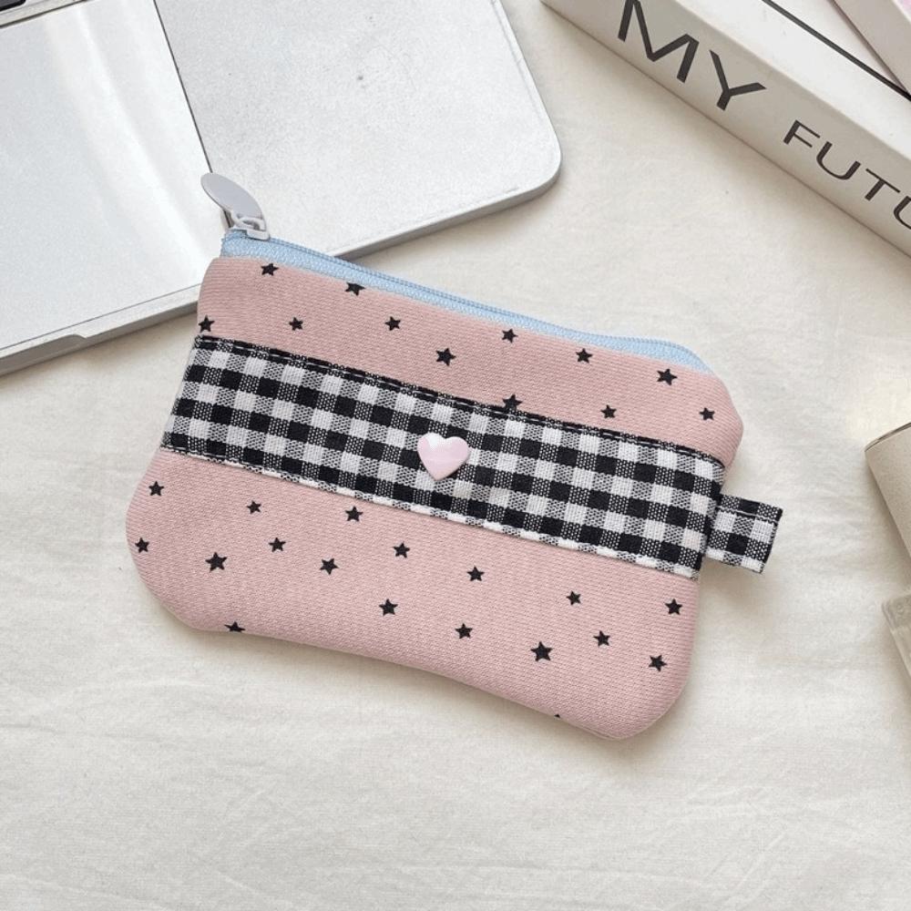 

Minimalist Style Printed Star Card Holder Portable High Aesthetic Small Wallet Coin Purse Daily Carry розовый