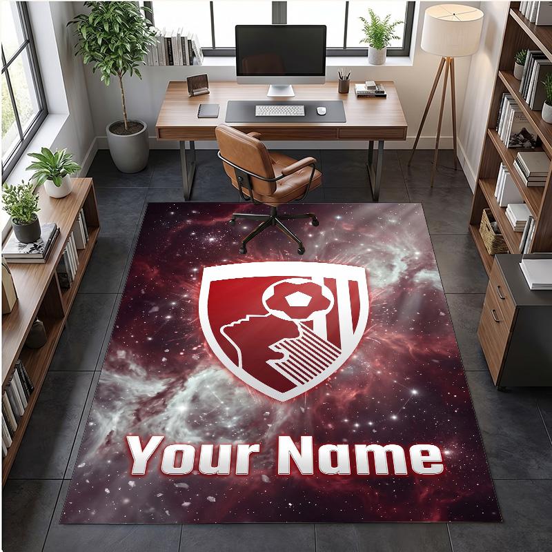 Crystal Velvet Rug Bournemouth Football Print Custom Name Text Floor Mat Home Decor