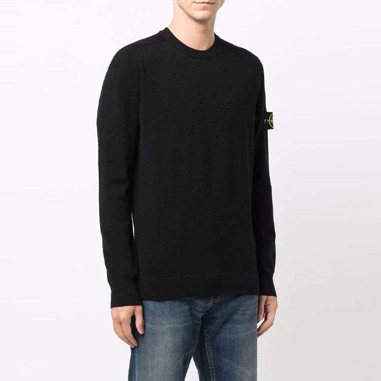 Stone Island 508A1 Stretch Wool Sweatshirt Black Men Streetwear 7515508A1-V0029