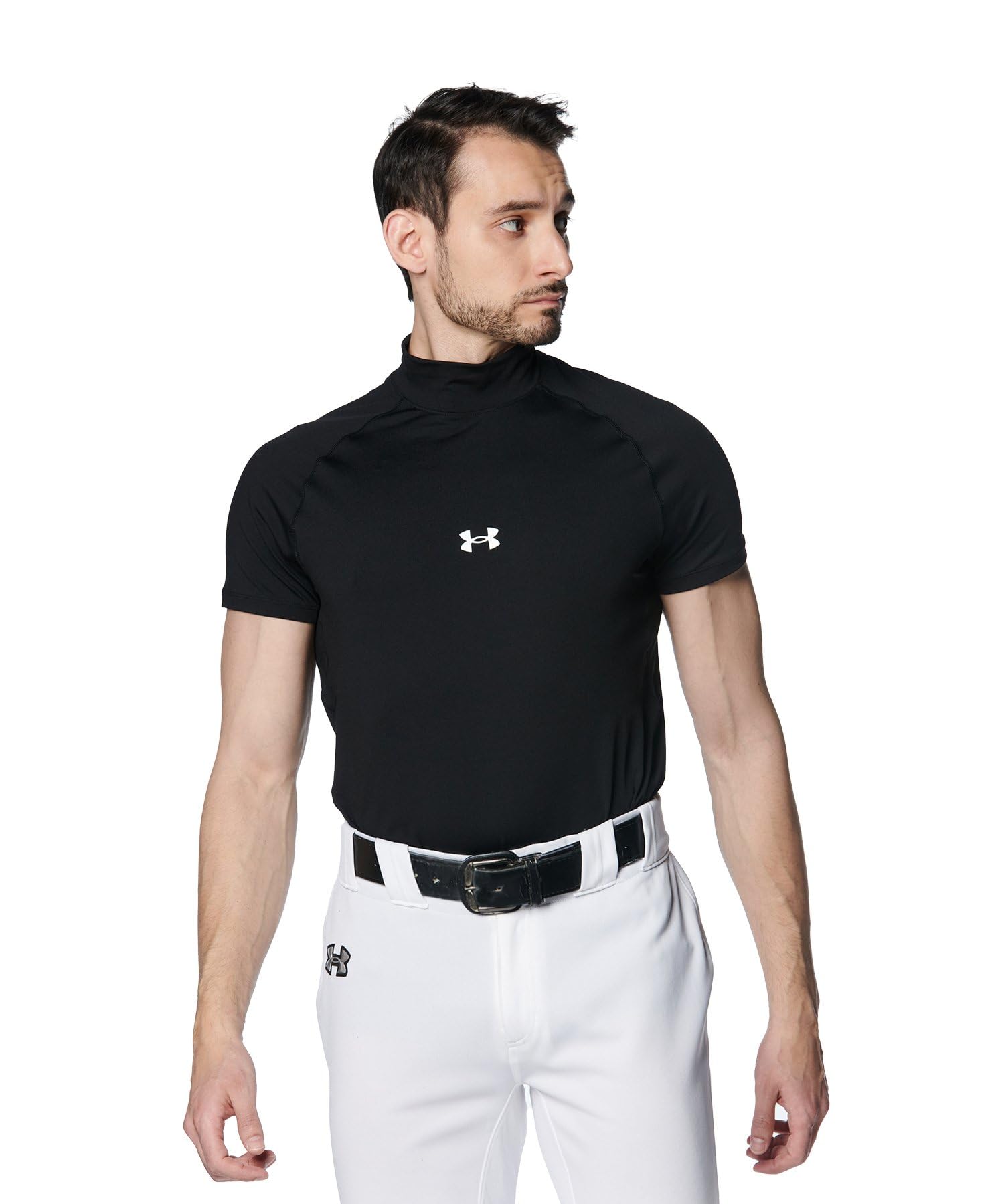 

UA Heatgear Комфортная облегающая футболка с коротким рукавом и высоким воротником Черный MD [Under Armour] / /