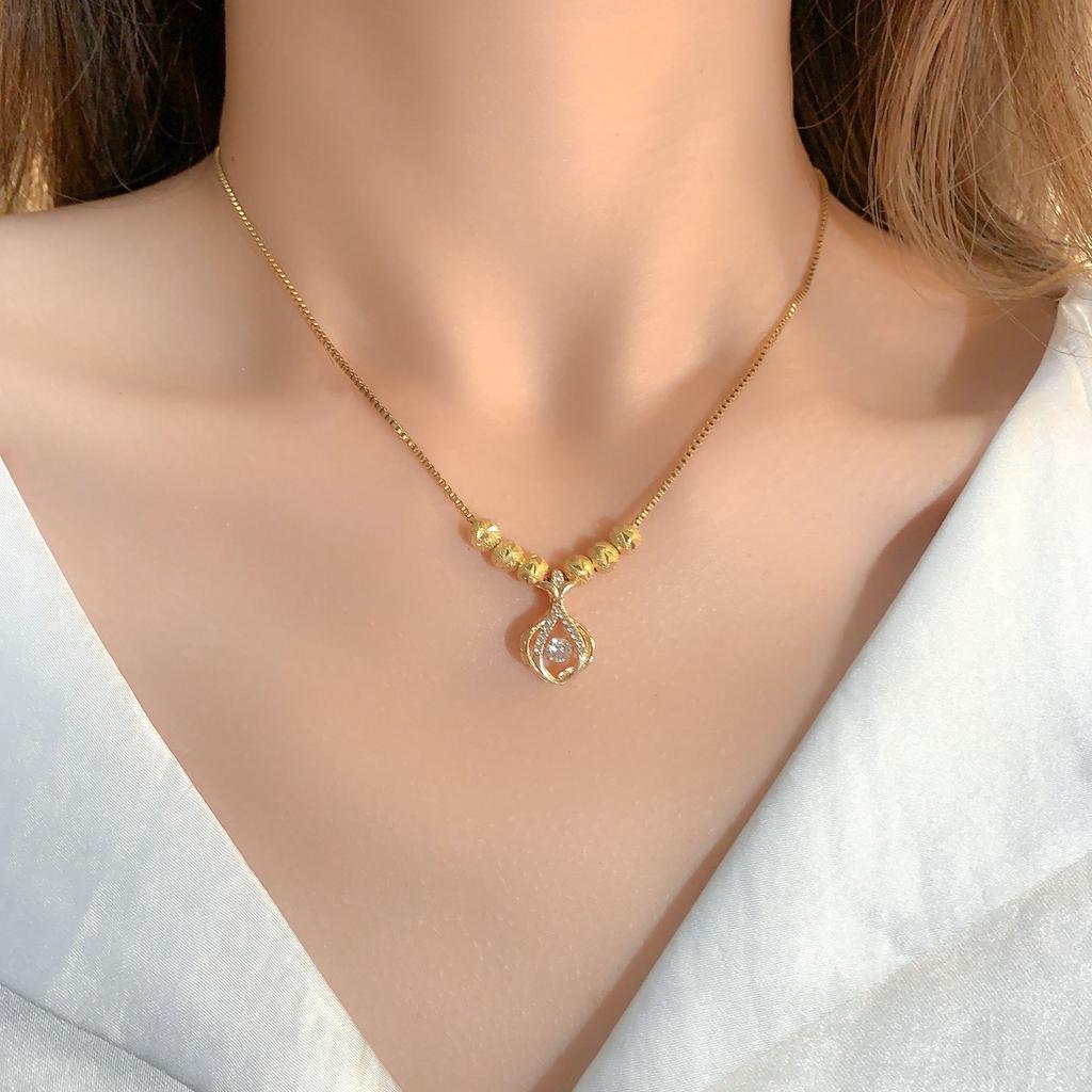 Halskette verblasst nicht Damen Sommer Intelligente Glückstasche Kleines Säckchen Liufu Perlenkette Damen Vielseitig Hochwertiger Titanstahl Schmuck