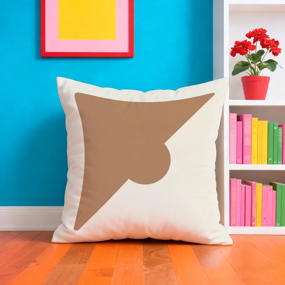Nordic Geometric Line Coffee Color Cushion Cover Plush Fabric Soft DoubleSided Printed Sofa Warm Home Child Gift Pillow Case