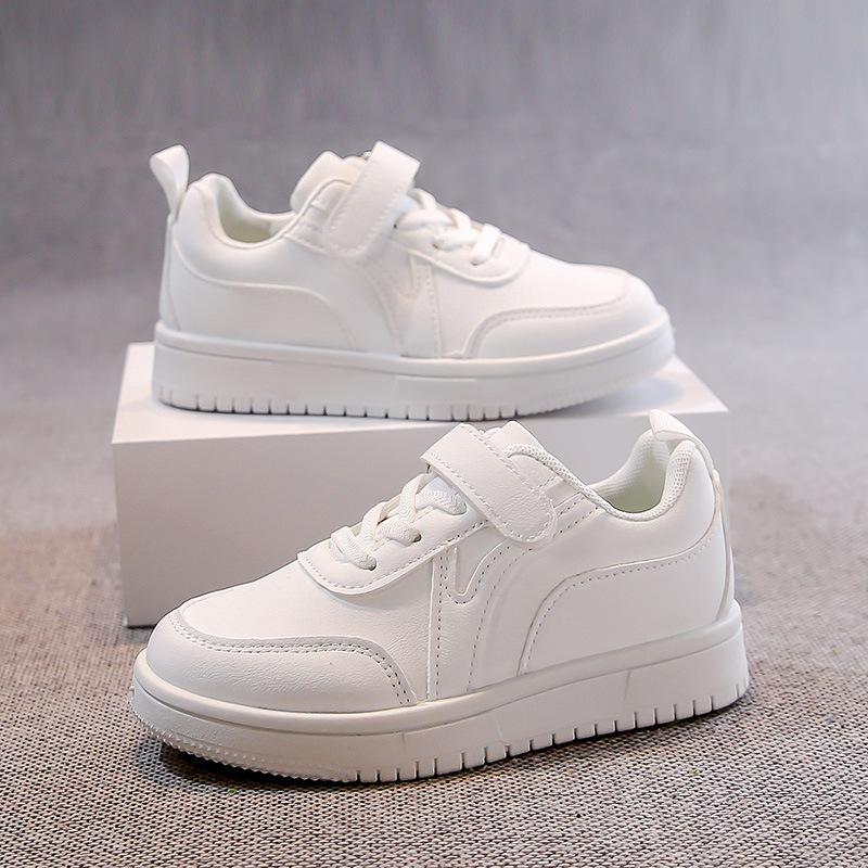Children's Little White Shoes 2025 Spring and Summer New Girls' White Sports Shoes Students Breathable Net Shoes Boys' Casual Board Shoes