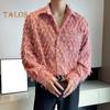 Men Shirt with Breat Pocket And Tassel Decor Turn-down Collar Single-breasted Long Sleeves Solid Color Holiday Christmas Party Club Top