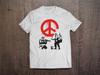 Banksy Soldiers Painting Peace Sign / Heavyweight Cotton Unisex T-shirt with Print Tee Top