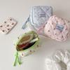 Single Layer Korean Cherry Pencil Case Cute Design Cloth Plaid Pen Bag  Birthday Gift